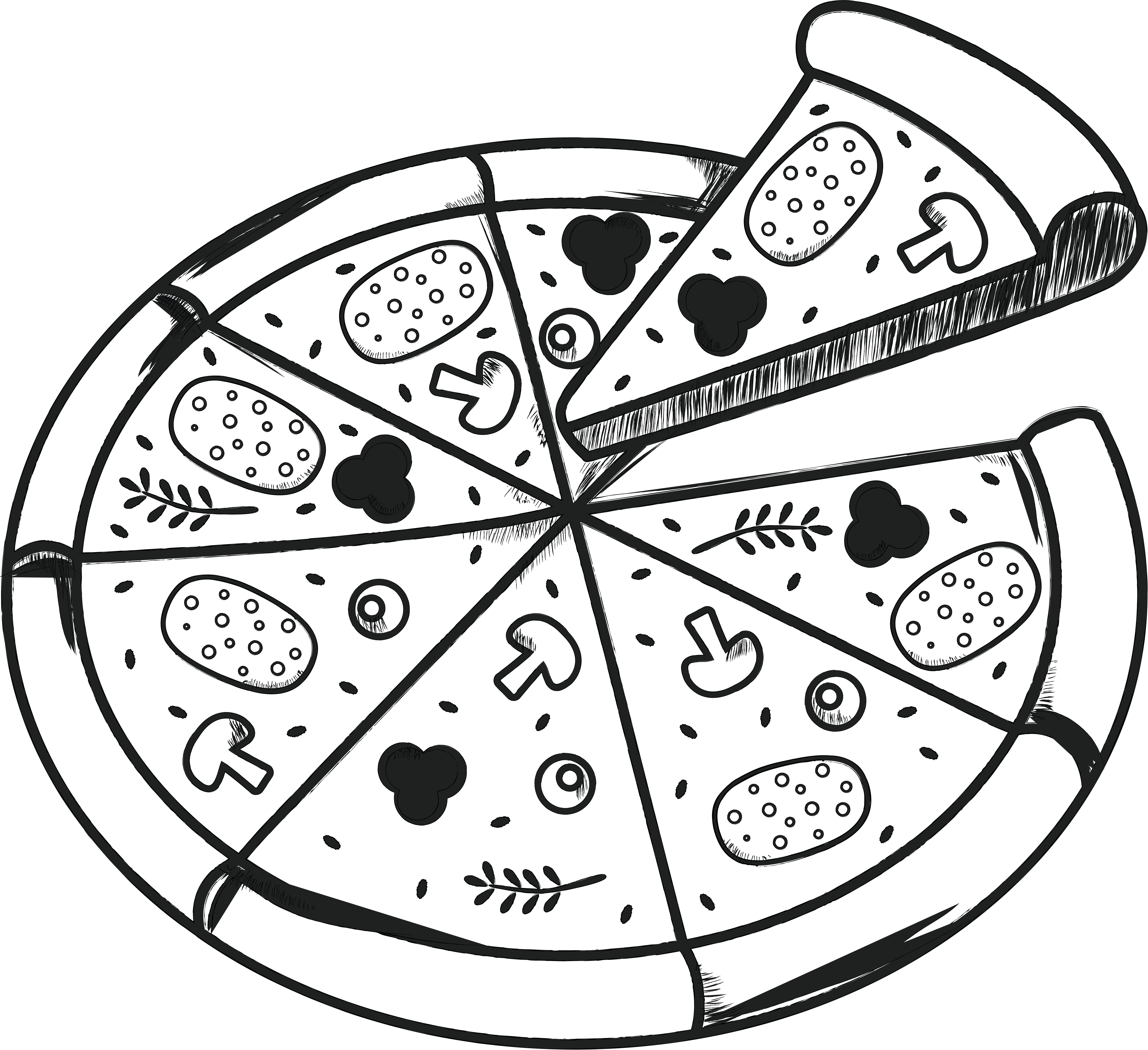 Dessin reprsentant une pizza